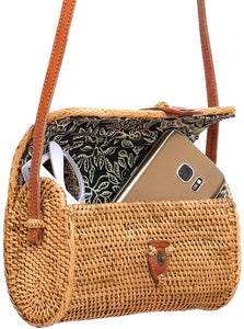 Premium Handmade Wicker Woven Purse Handbag Circle Boho Bag - Easy Pickins Store