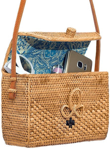 Premium Handmade Wicker Woven Purse Handbag Circle Boho Bag - Easy Pickins Store