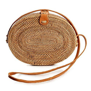 Premium Handmade Wicker Woven Purse Handbag Circle Boho Bag - Easy Pickins Store