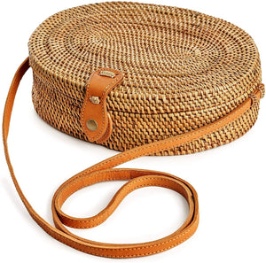 Premium Handmade Wicker Woven Purse Handbag Circle Boho Bag - Easy Pickins Store