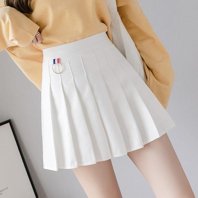 Preppy Style High Waist Chic Stitching Skirt Pleated - Easy Pickins Store