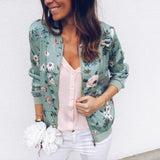 Printed Bomber Pockets Zipper Long Sleeve Flower Chiffon Jacket Plus Sizes - Easy Pickins Store