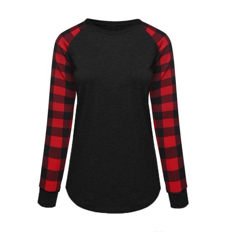 Pullover O Neck Plaid Long Sleeve - Easy Pickins Store