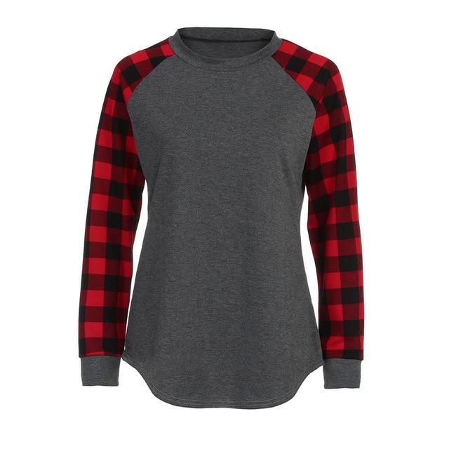 Pullover O Neck Plaid Long Sleeve - Easy Pickins Store