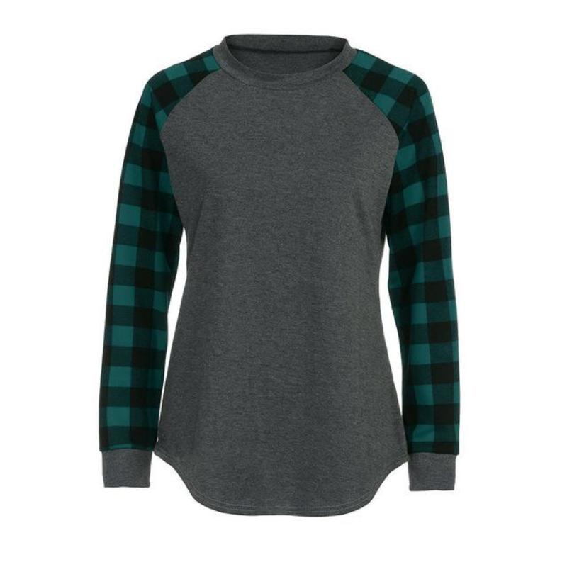 Pullover O Neck Plaid Long Sleeve - Easy Pickins Store