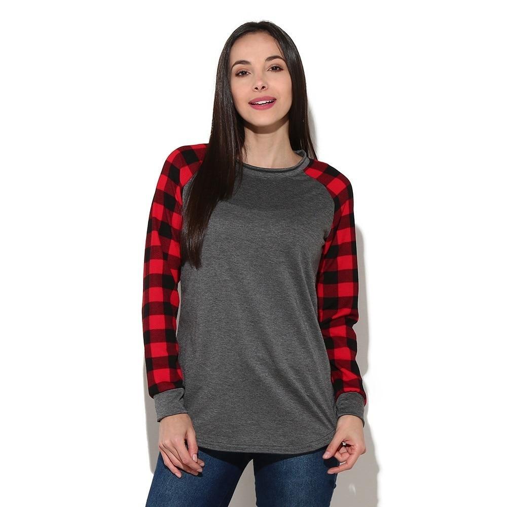 Pullover O Neck Plaid Long Sleeve - Easy Pickins Store