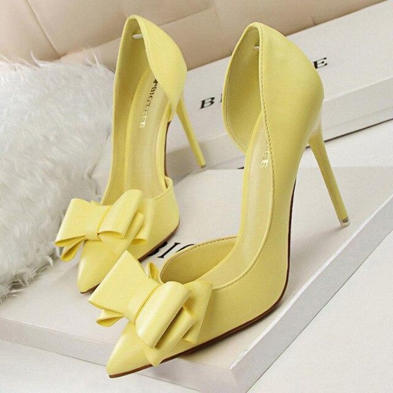Pumps Bow High Heels Leather - Easy Pickins Store