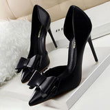 Pumps Bow High Heels Leather - Easy Pickins Store
