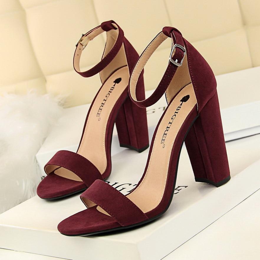 Pumps Buckle High Heels Block Plus Sizes - Easy Pickins Store