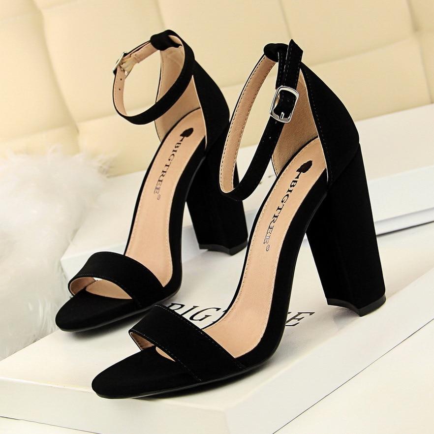 Pumps Buckle High Heels Block Plus Sizes - Easy Pickins Store