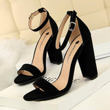 Pumps Buckle High Heels Block Plus Sizes - Easy Pickins Store