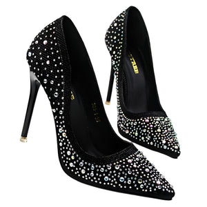 Pumps Classic Sequined Shallow High Heels Pointed - Easy Pickins Store