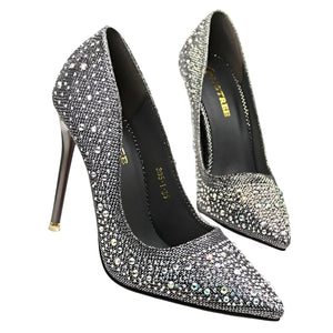 Pumps Classic Sequined Shallow High Heels Pointed - Easy Pickins Store