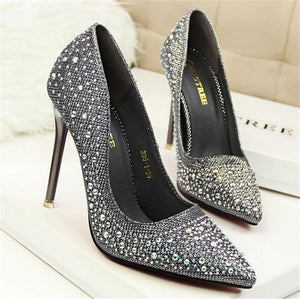 Pumps Classic Sequined Shallow High Heels Pointed - Easy Pickins Store