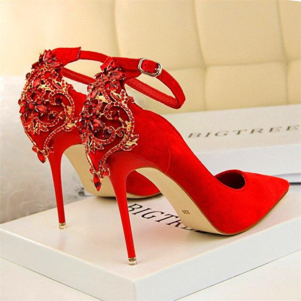 Pumps Crystal Solid Buckle Shallow High Heels - Easy Pickins Store