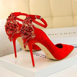 Pumps Crystal Solid Buckle Shallow High Heels - Easy Pickins Store