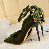 Pumps Crystal Solid Buckle Shallow High Heels - Easy Pickins Store