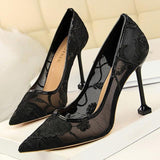 Pumps Mesh Hollow Extreme High Heels Lace - Easy Pickins Store