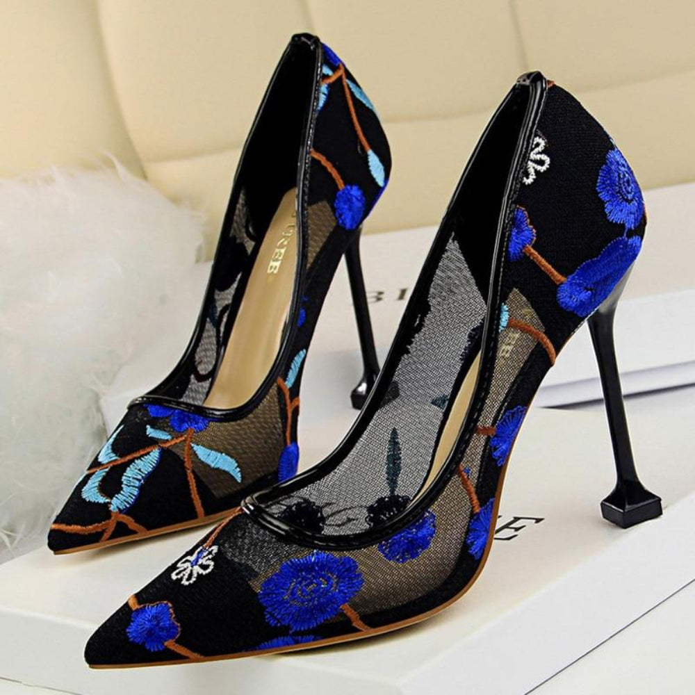 Pumps Mesh Hollow Extreme High Heels Lace - Easy Pickins Store
