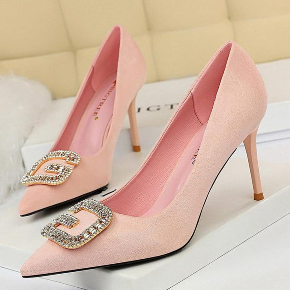 Pumps Metal Rhinestone High Heels Plus Sizes - Easy Pickins Store