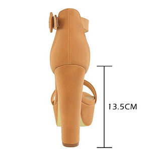 Pumps Platform High Block Heels Buckle - Easy Pickins Store