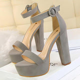 Pumps Platform High Block Heels Buckle - Easy Pickins Store