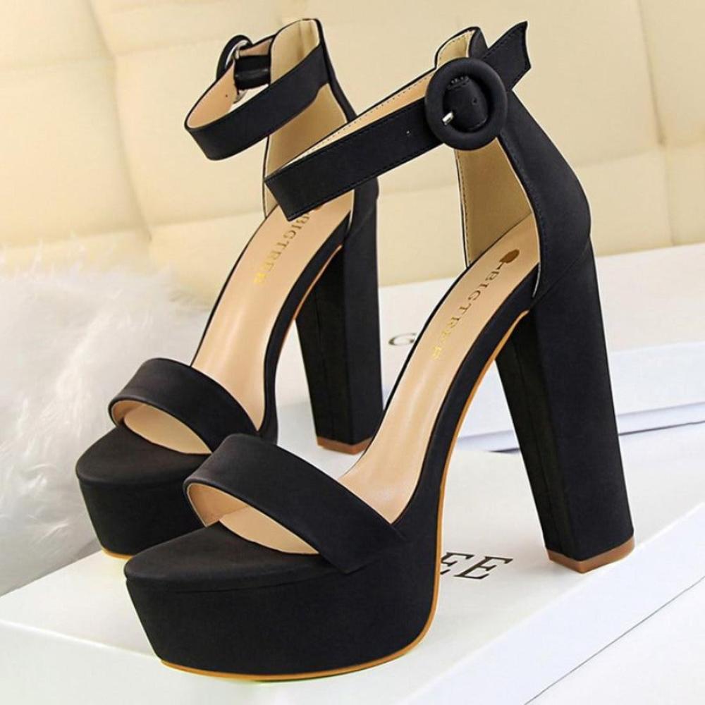 Pumps Platform High Block Heels Buckle - Easy Pickins Store