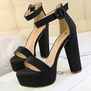 Pumps Platform High Block Heels Buckle - Easy Pickins Store