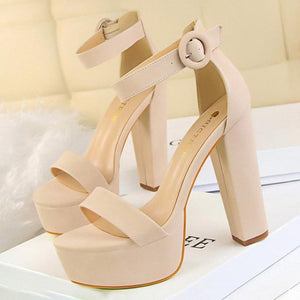 Pumps Platform High Block Heels Buckle - Easy Pickins Store