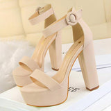 Pumps Platform High Block Heels Buckle - Easy Pickins Store