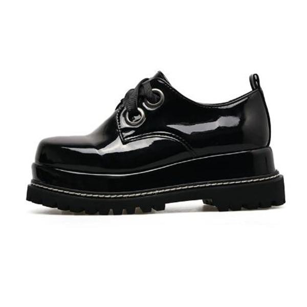 Punk Dark Platform Boots Bugle Retro Slope Lace Up Thick Sole - Easy Pickins Store