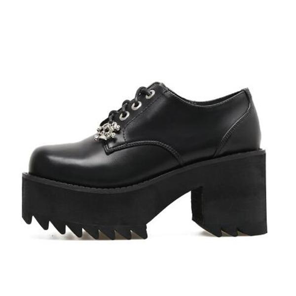 Punk Dark Platform Boots Bugle Retro Slope Lace Up Thick Sole - Easy Pickins Store