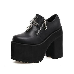 Punk Dark Platform Boots Bugle Retro Slope Lace Up Thick Sole - Easy Pickins Store