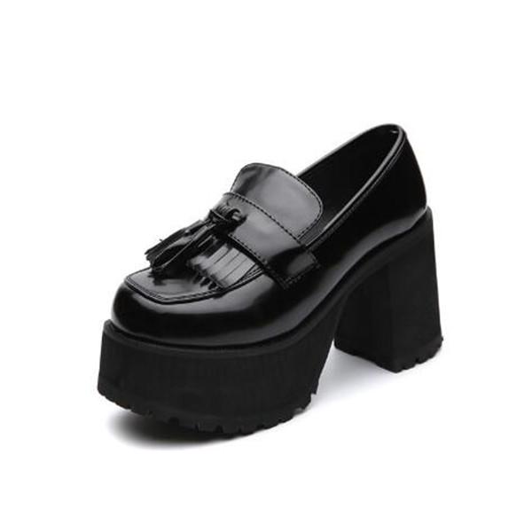 Punk Dark Platform Boots Bugle Retro Slope Lace Up Thick Sole - Easy Pickins Store