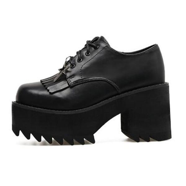 Punk Dark Platform Boots Bugle Retro Slope Lace Up Thick Sole - Easy Pickins Store