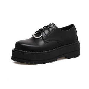 Punk Dark Platform Boots Bugle Retro Slope Lace Up Thick Sole - Easy Pickins Store