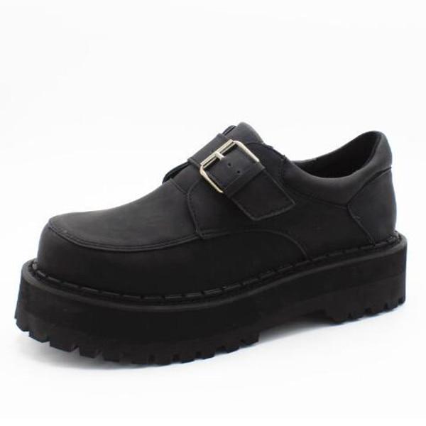 Punk Dark Platform Boots Bugle Retro Slope Lace Up Thick Sole - Easy Pickins Store