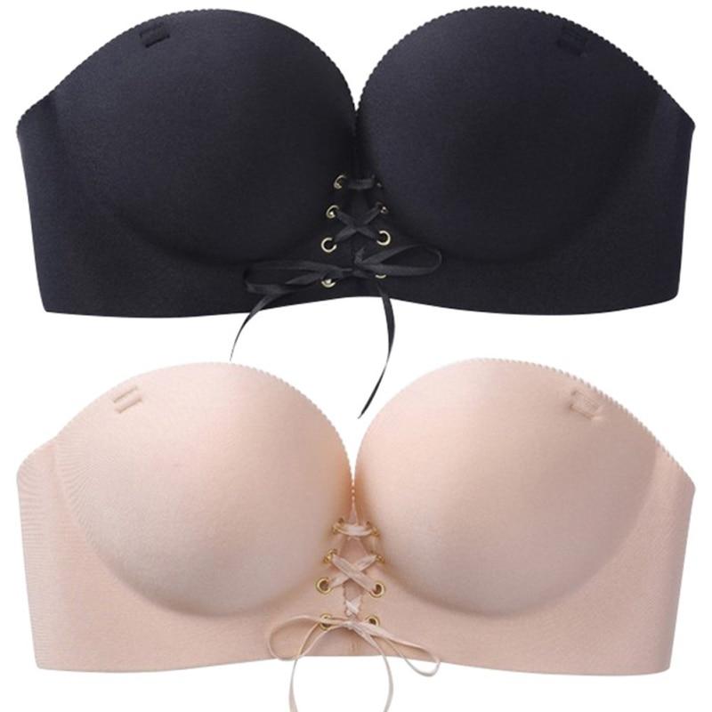 Push up Adhesive Bra Silicone Backless Strapless Invisible Seamless 1/2 Cup Bralette - Easy Pickins Store