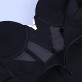 Rayon Bandage Dress Mesh Insert Bandage Black Bodycon - Easy Pickins Store