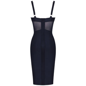 Rayon Bandage Dress Mesh Insert Bandage Black Bodycon - Easy Pickins Store