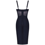 Rayon Bandage Dress Mesh Insert Bandage Black Bodycon - Easy Pickins Store