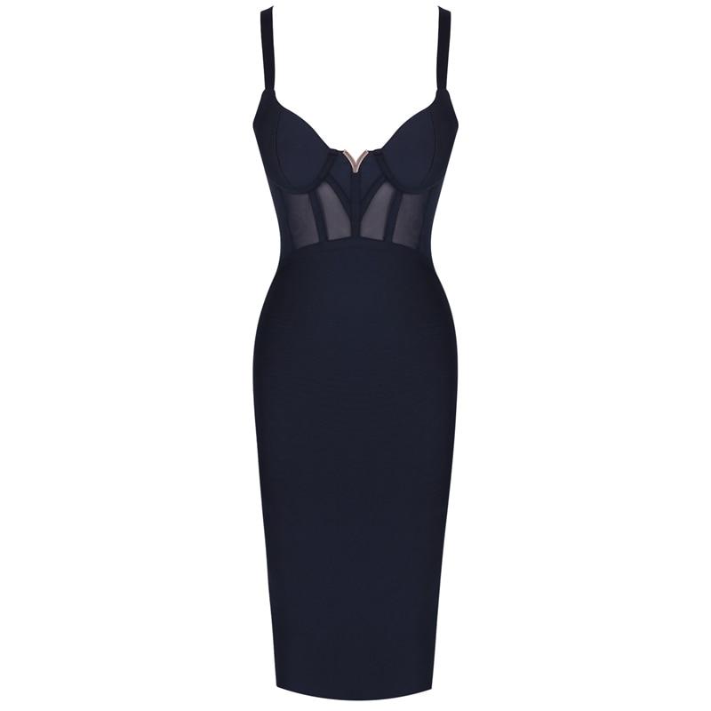 Rayon Bandage Dress Mesh Insert Bandage Black Bodycon - Easy Pickins Store