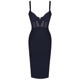 Rayon Bandage Dress Mesh Insert Bandage Black Bodycon - Easy Pickins Store