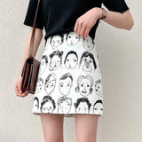 Retro Comic Print High Waist Wild A Line Skirt - Easy Pickins Store