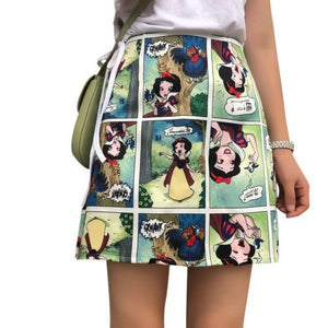 Retro Comic Print High Waist Wild A Line Skirt - Easy Pickins Store