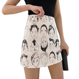 Retro Comic Print High Waist Wild A Line Skirt - Easy Pickins Store