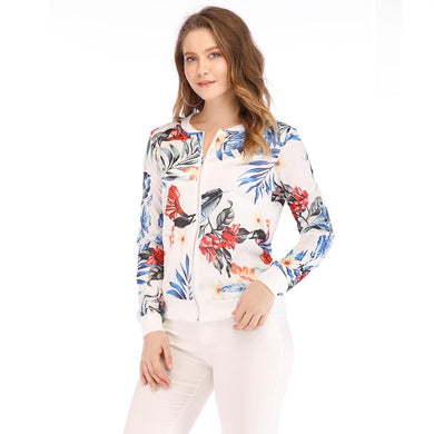 Retro Floral Printed Long Sleeve Outwear Bomber - Easy Pickins Store
