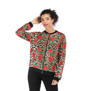 Retro Floral Printed Long Sleeve Outwear Bomber - Easy Pickins Store