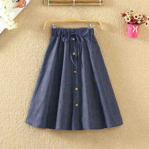 Retro High Waist Pleated Midi Skirt - Easy Pickins Store