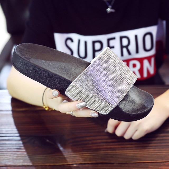 Rhinestone Flip Flops Crystal Diamond Slides - Easy Pickins Store